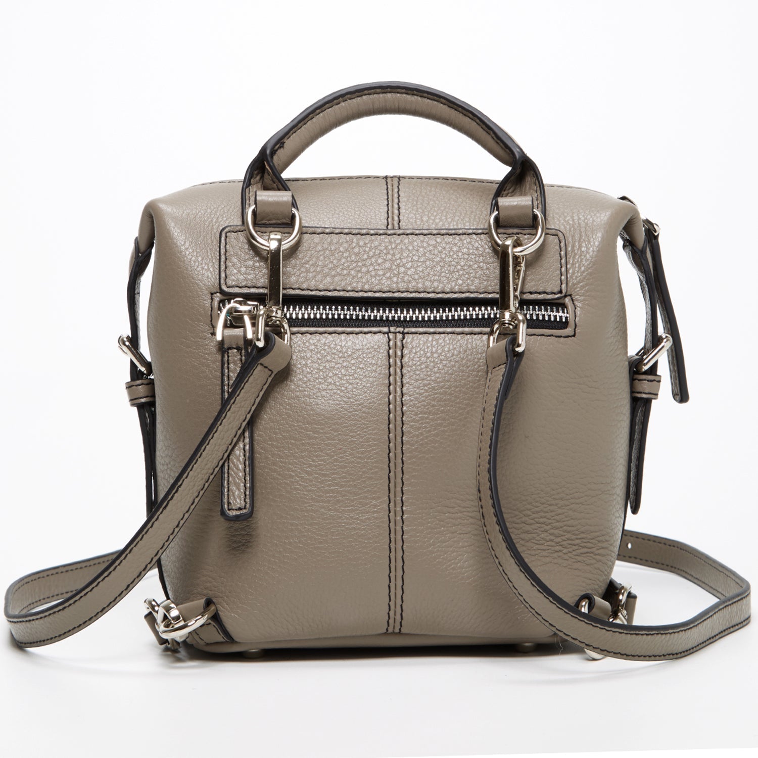 Grey Leather Backpack Purse Convertible Crossbody Bag