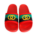 Slide Sandal Size 9 Red Stripe Casual Chic